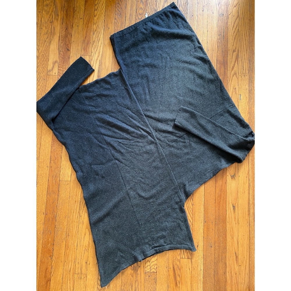 MaxStudio Charcoal Gray Asymmetric Cotton/Wool Blend Sweater